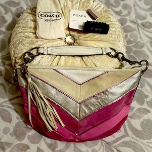 Coach Limited Edition Chevron Suede Hobo Bag